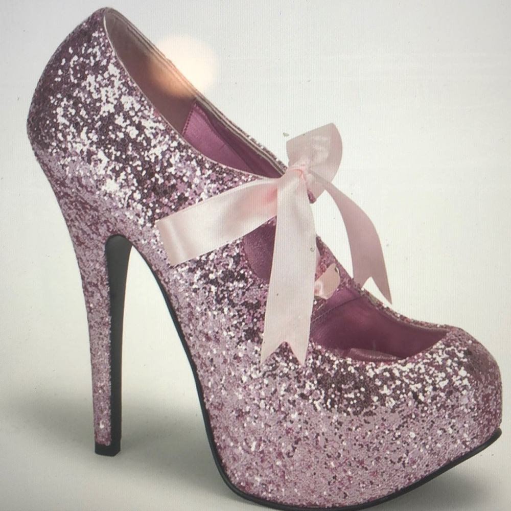 Bordello size 9 pink glitter heels